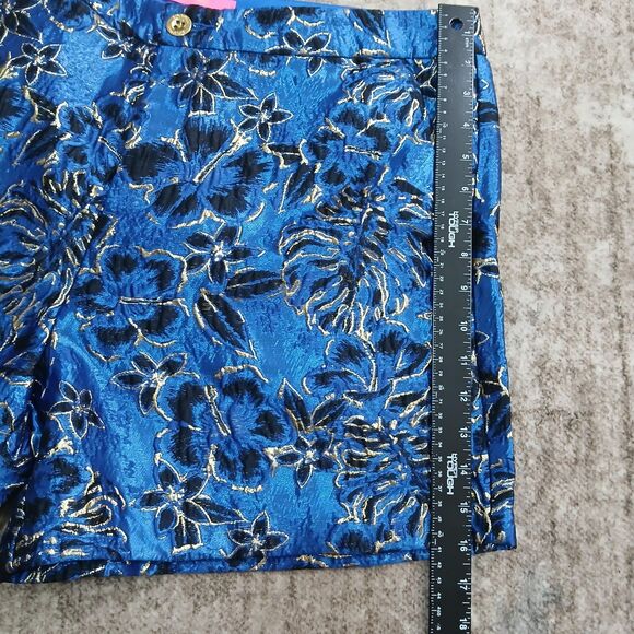New NWT Lilly Pulitzer Callahan SHORTS Blue Grotto Twilight Floral Brocade Sz 16 - Picture 9 of 13